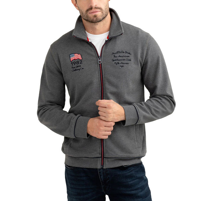 FULL ZIP SWEATSHIRT WITH AMERICAN DETAILS