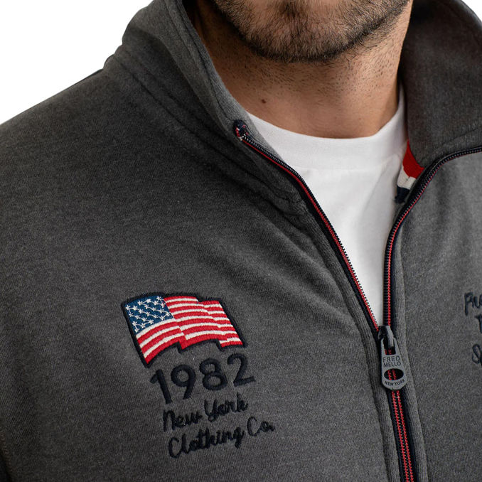 FULL ZIP SWEATSHIRT WITH AMERICAN DETAILS