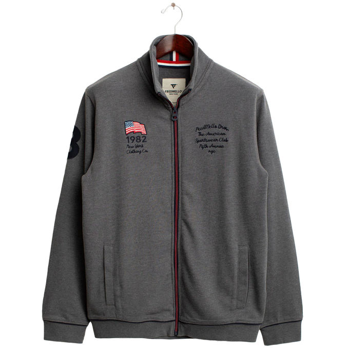 FULL ZIP SWEATSHIRT WITH AMERICAN DETAILS