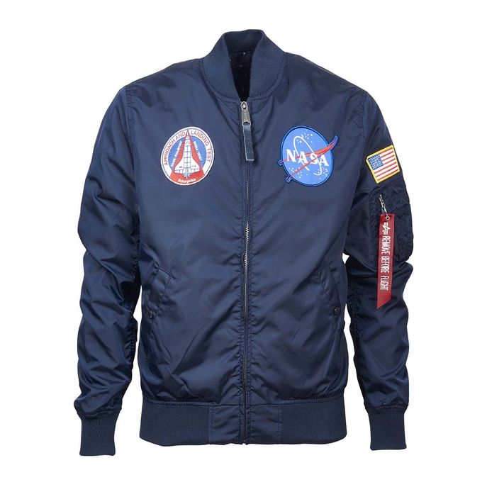 ALPHA INDUSTRIES FULLZIP BOMBER JACKET WITH NASA PATCH Man Blue ...