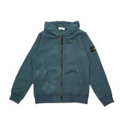 STONE ISLAND FULLZIP COTTON HOODIE Kids Petrol Verde
