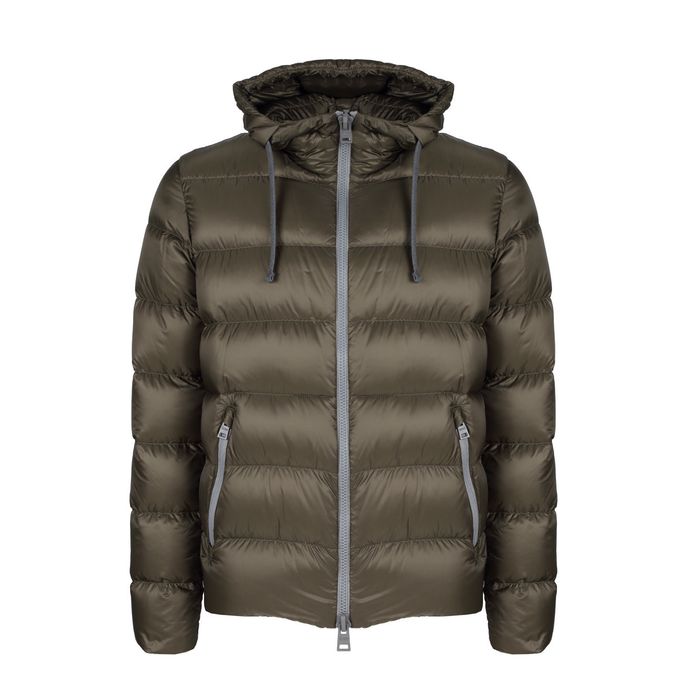 FULLZIP DOWN JACKET WITH HOOD Man Military green