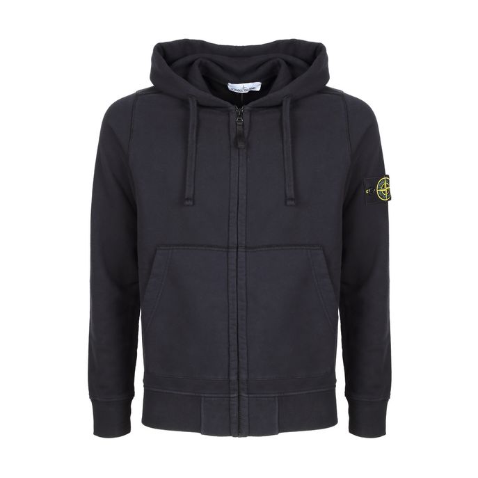 STONE ISLAND FULLZIP SWEATSHIRT WITH HOOD AND POCKETS Man Navy ...