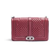 GEO QUILTED LOVE LEATHER SHOULDER WITH CHAIN AND SHOULDER STRAP Woman Silver Bordeaux GEO QUILTED LOVE LEATHER SHOULDER WITH CHAIN AND SHOULDER STRAP Woman Silver Bordeaux