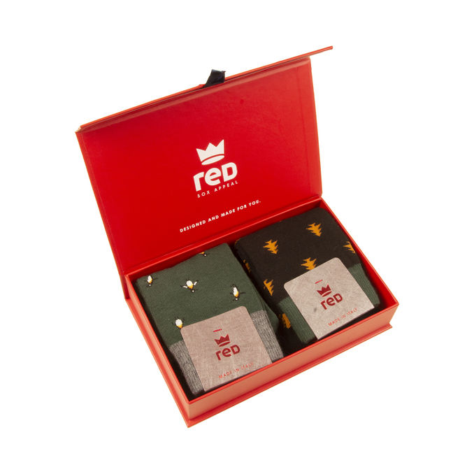 GIFT BOX BIPACK PIED DE POULE AND INTERLACE Man Green Black