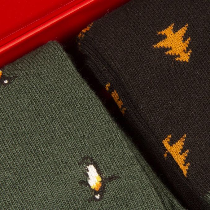 GIFT BOX BIPACK PIED DE POULE AND INTERLACE Man Green Black