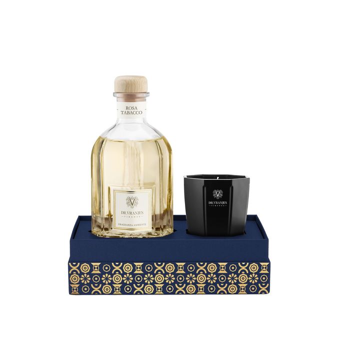 GIFT BOX DIFFUSER ROSA TABACCO 250 ml WITH CANDLE 80 gr