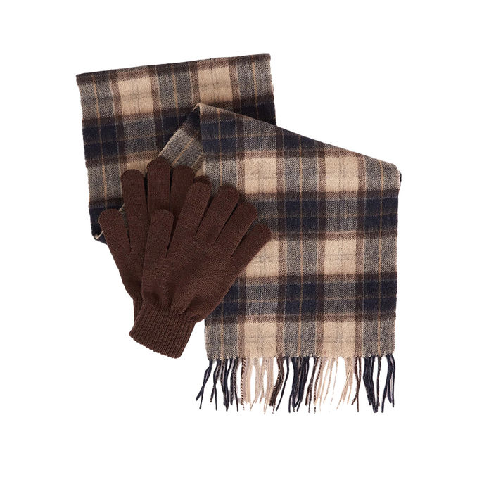 GIFT SET TARTAN SCARF AND GLOVES Man Autumn Dress