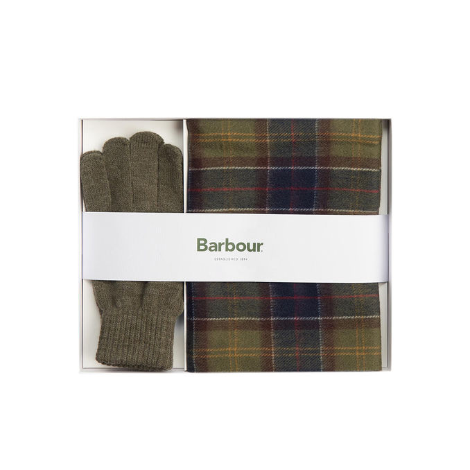 GIFT SET TARTAN SCARF AND GLOVES Man Classic Olive