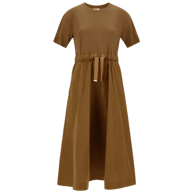 GLAM KNIT EFFECT AND TECHNO TAFFETA DRESS