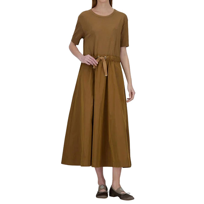 GLAM KNIT EFFECT AND TECHNO TAFFETA DRESS