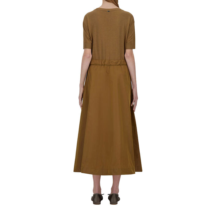 GLAM KNIT EFFECT AND TECHNO TAFFETA DRESS