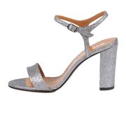 GLITTER SANDAL WITH LARGE HEEL Woman Pewter GLITTER SANDAL WITH LARGE HEEL Woman Pewter