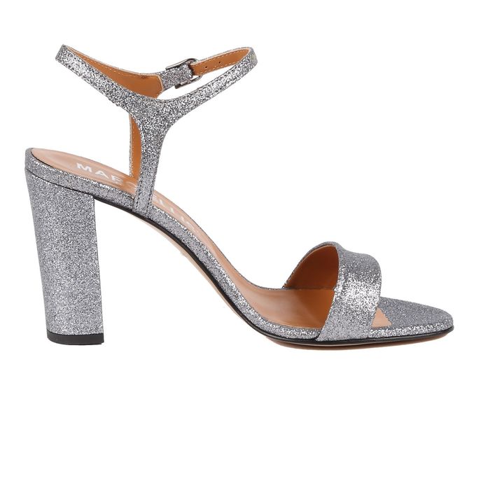 GLITTER SANDALS WITH LARGE HEEL Woman Pewter
