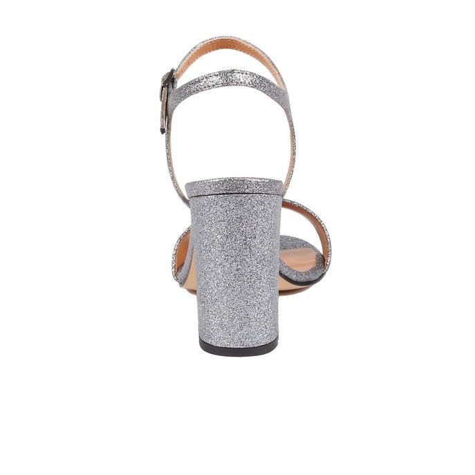 GLITTER SANDALS WITH LARGE HEEL Woman Pewter