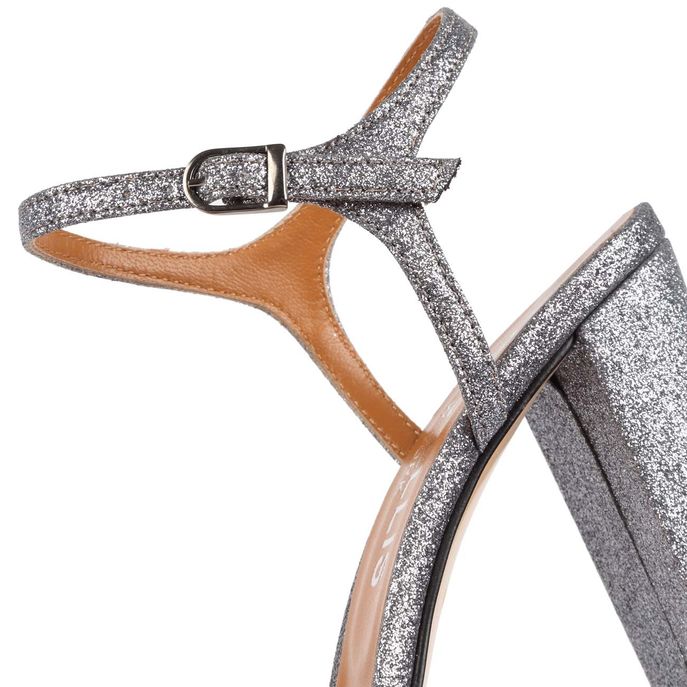 GLITTER SANDALS WITH LARGE HEEL Woman Pewter