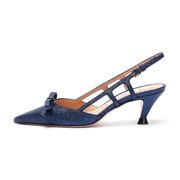 GLITTER SLINGBACK WITH BOW Woman Night blue GLITTER SLINGBACK WITH BOW Woman Night blue