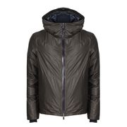GORETEX PADDED JACKET WITH UNDETACHABLE HOOD GLOSSY EFFECT Man Navy GORETEX PADDED JACKET WITH UNDETACHABLE HOOD GLOSSY EFFECT Man Navy