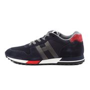 H383 SNEAKERS IN NYLON E SUEDE Man Blue White Red H383 SNEAKERS IN NYLON E SUEDE Man Blue White Red
