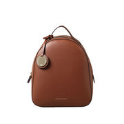 HAMMERED CHARM LOGO ECO-LEATHER BACKPACK Woman Tobacco Black HAMMERED CHARM LOGO ECO-LEATHER BACKPACK Woman Tobacco Black