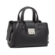 HAMMERED FAUX LEATHER SHOULDER BAG WITH LOGO Woman Black HAMMERED FAUX LEATHER SHOULDER BAG WITH LOGO Woman Black