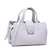 HAMMERED FAUX LEATHER SHOULDER BAG WITH LOGO Woman Pearl HAMMERED FAUX LEATHER SHOULDER BAG WITH LOGO Woman Pearl
