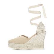 HAMPTONS SANDAL WEDGED WITH LACES Woman Beige Champagne HAMPTONS SANDAL WEDGED WITH LACES Woman Beige Champagne