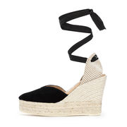HAMPTONS SANDAL WEDGED WITH LACES Woman Black HAMPTONS SANDAL WEDGED WITH LACES Woman Black