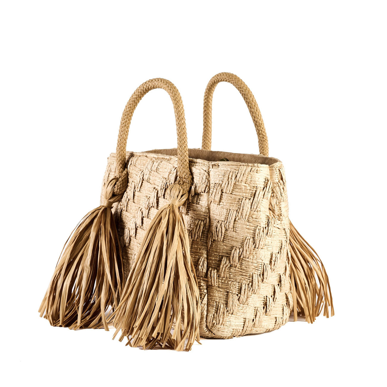 Straw Tote Beach Bag With Tassels