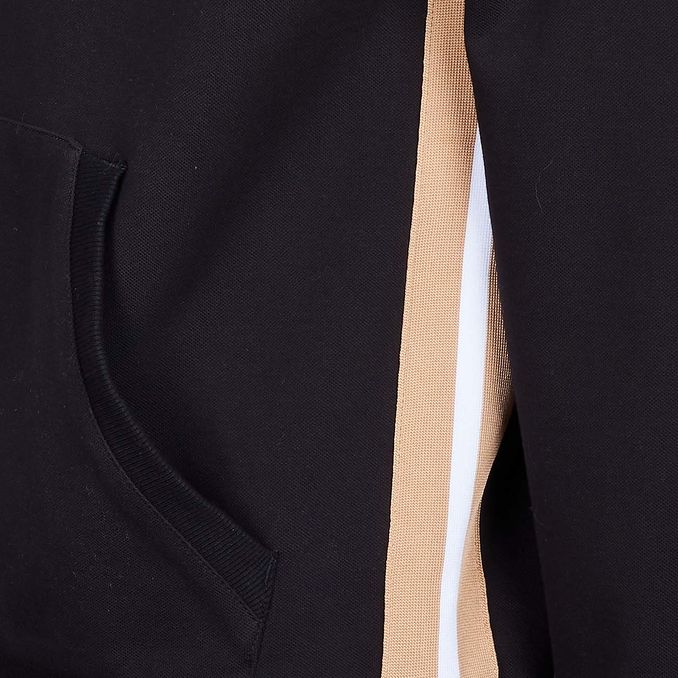 HEIRTAGE SWEATSHIRT WITH HOOD AND SIDE BANDS Man Black