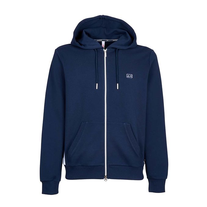 HEIRTAGE SWEATSHIRT WITH HOOD AND SIDE BANDS Man Blue