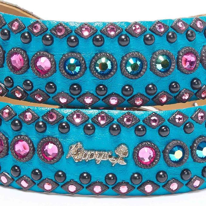 HIGH BELT BIG BUCKLE DECORATED AND WITH SWAROVSKY Woman Light Blue Pink