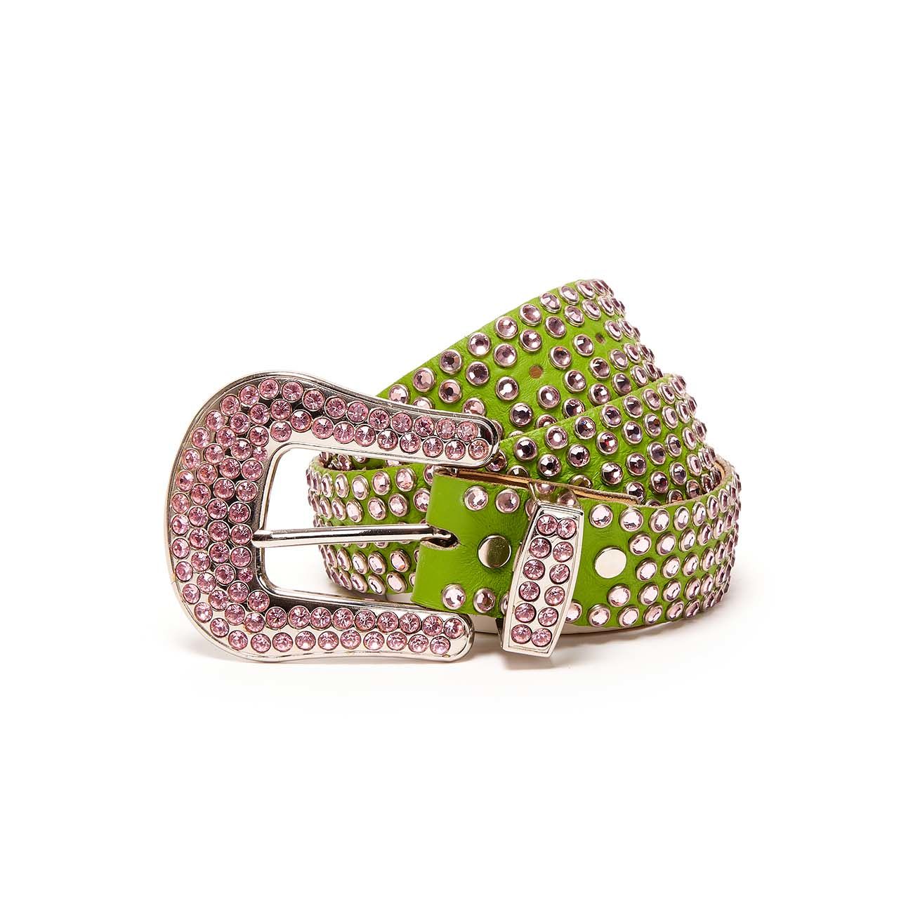 HIGH BELT BIG BUCKLE WITH SWAROVSKY Woman Green Pink 2118906259946
