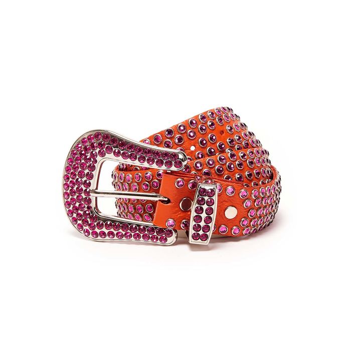HIGH BELT BIG BUCKLE WITH SWAROVSKY Woman Orange Fuxia