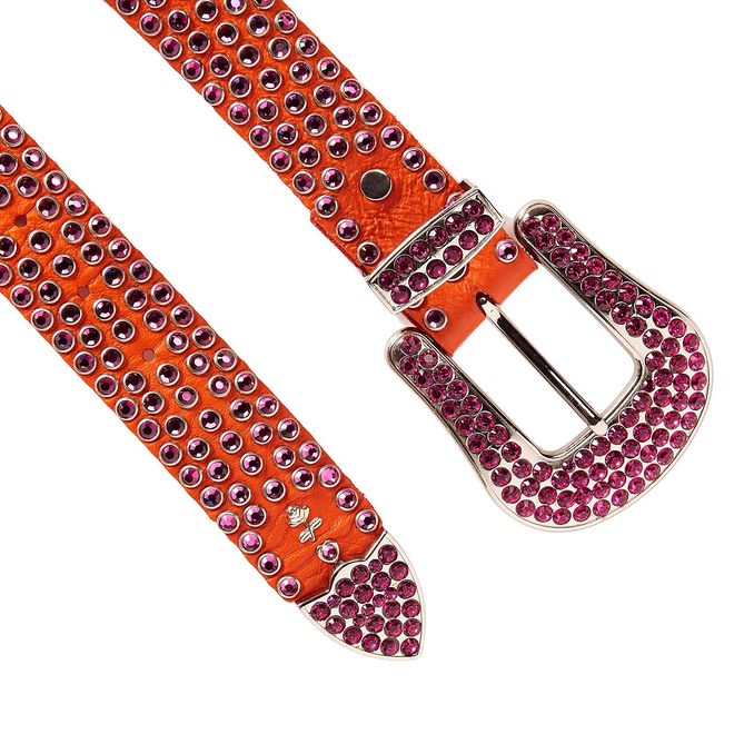 HIGH BELT BIG BUCKLE WITH SWAROVSKY Woman Orange Fuxia