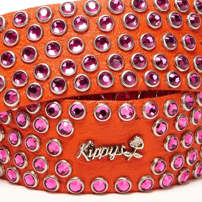 HIGH BELT BIG BUCKLE WITH SWAROVSKY Woman Orange Fuxia