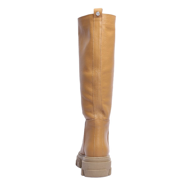 HIGH CALFSKIN BOOTS Woman Camel