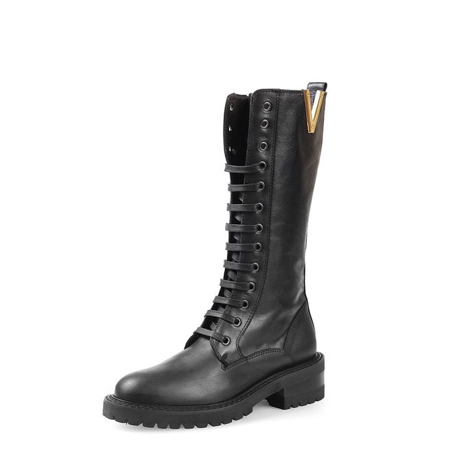 HIGH LACED COMBAT BOOTS Woman Black