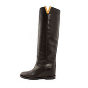 HIGH LEG LEATHER BOOT AND GOLD V Woman Brown HIGH LEG LEATHER BOOT AND GOLD V Woman Brown