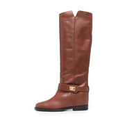 HIGH LEG LEATHER BOOT GOLD BUCKLE Woman Leather HIGH LEG LEATHER BOOT GOLD BUCKLE Woman Leather