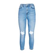 HIGH WAIST JEANS WITH RIPPERS Woman Medium denim HIGH WAIST JEANS WITH RIPPERS Woman Medium denim