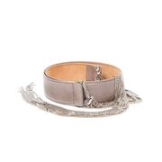 HIGHWAIST LEATHER BELT WITH SILVER CHAINS Woman Dove HIGHWAIST LEATHER BELT WITH SILVER CHAINS Woman Dove