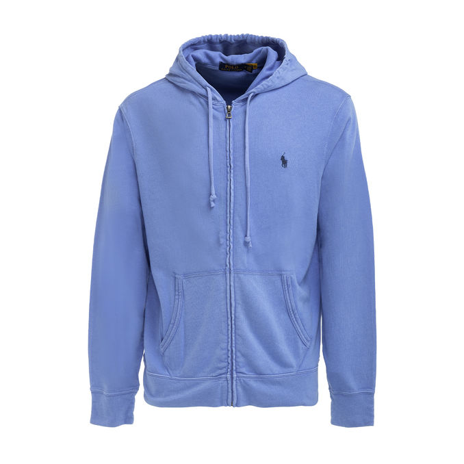 HOODED SWEATSHIRT IN GAUZED COTTON Man Bis Blue
