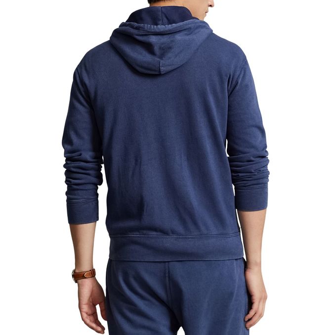 HOODED SWEATSHIRT IN GAUZED COTTON Man Newpoer Navy