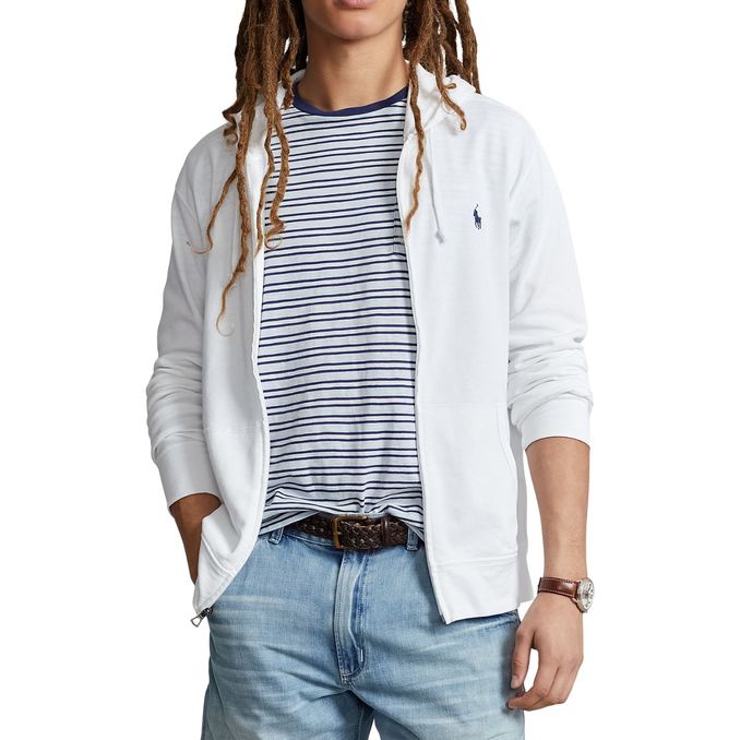 HOODED SWEATSHIRT IN GAUZED COTTON Man White