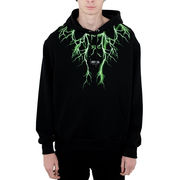 HOODED SWEATSHIRT WITH GREEN LIGHTNING PRINT Man Black HOODED SWEATSHIRT WITH GREEN LIGHTNING PRINT Man Black