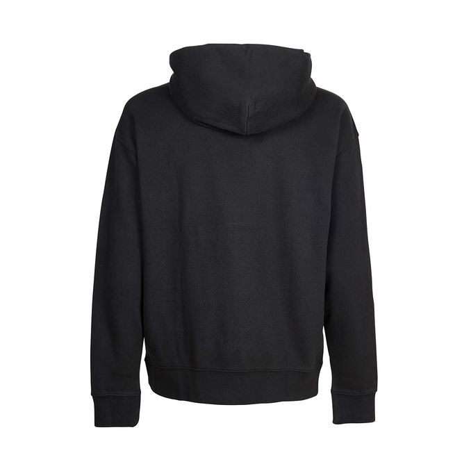 HOODED SWEATSHIRT WITH RED TAB LOGO POCKET Man Mineral Black