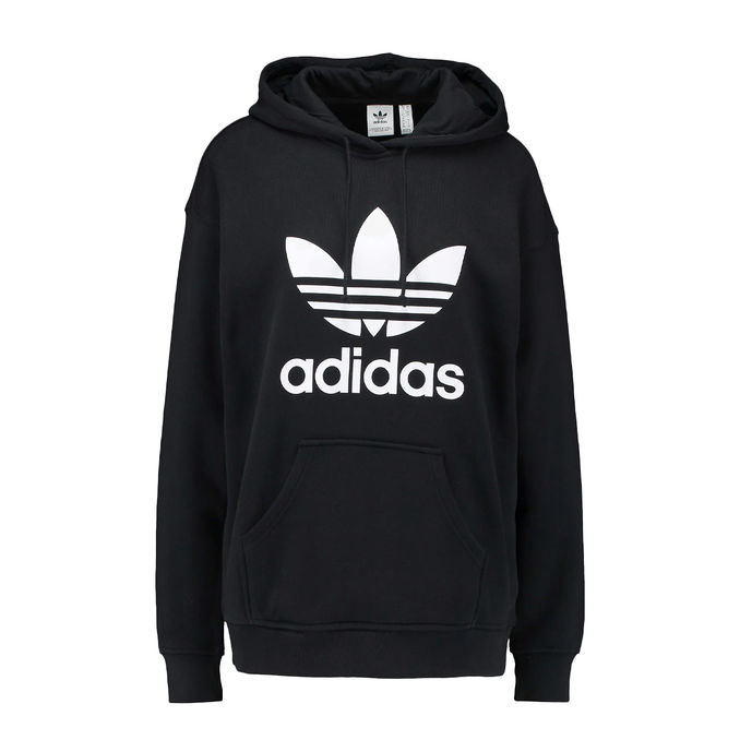 HOODED SWEATSHIRT WITH TREFOIL PRINT Woman Black White