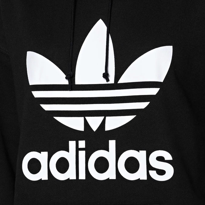 HOODED SWEATSHIRT WITH TREFOIL PRINT Woman Black White