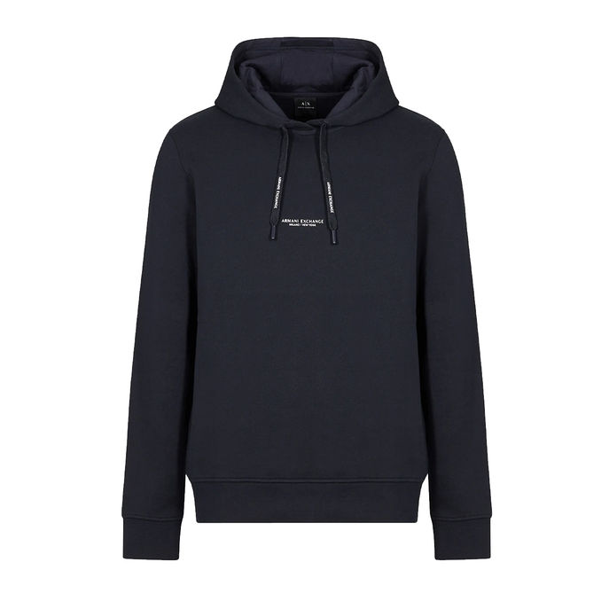 ARMANI EXCHANGE HOODIE BRAND LOGO Man Navy | Mascheroni Store